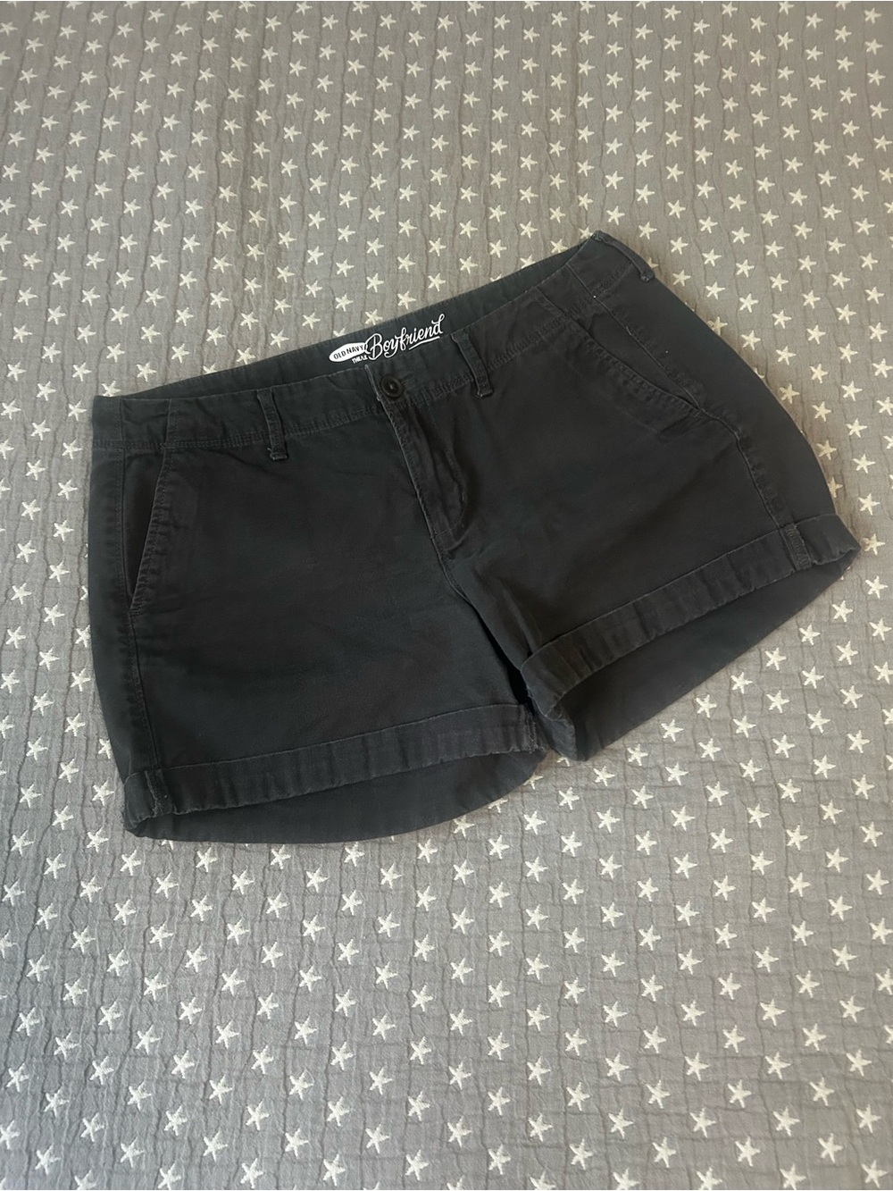 Old Navy Black Cuffed Cotton Bermuda Shorts